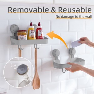 Hot-selling Drill-free Reusable Wall Mounted Spice Bottle Rack Holder Corner Basket Shelf For Kitchen Home Storage