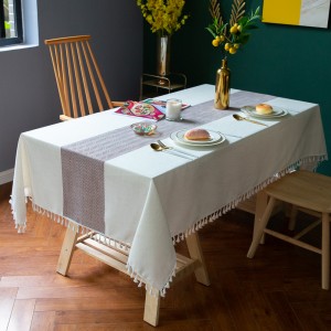 Home Decor Anti Wrinkle Cotton Linen Table Cloth Cover for Kitchen Dining Room