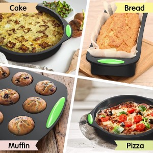 5 Pieces Silicone Bakeware molds Set cookie sheet mini muffin loaf bread baguette Toast pan dishes baking trays