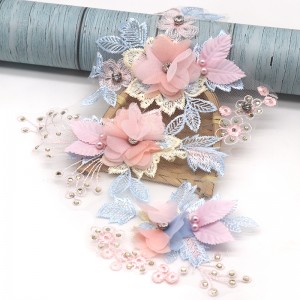 29x21CM 3D Chiffon Cluster Flowers Wedding Dress Decoration Lace Patch Applique For Clothing Accessories