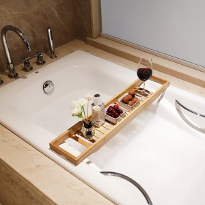 Luxury Bamboo Bathroom Accessories Non-slip Bath Tub Tray bamboo bath caddy tray