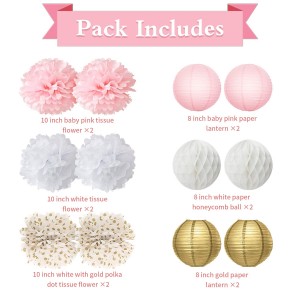 Deko supplies with pink tissue Pom Poms honeycomb balls for bomboniere Birthday Wedding Festival party decorations