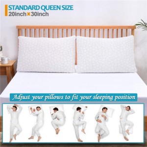Shredded Memory Foam Pillows Cooling Bamboo Pillow with Adjustable Loft Hypoallergenic Bed Pillows for Side and Back Sleepers