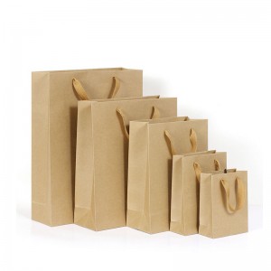 Custom Printed Your Own Logo cardboard packaging White Brown Kraft Gift Craft Shopping Paper Bag With Handles