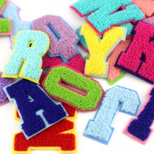 iron on colorful Alphabet Chenille embroidered patches 7cm A-Z letter embroidery patch for kid garment clothing DIY accessories