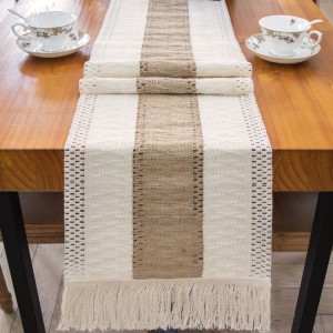 Amazon Hottest Table Runner 12x72inch Hollow Macrame Burlap Linen Cotton Pattern Printed knitted Dining Table Runner for Home D