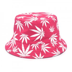 New Designer Fashion Unisex Maple Leaf Printed Reversible Fisherman Caps Logo Custom Printed Bucket Hats Wholesale