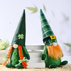 St Patricks Day Ireland Lucky Elf Doll Irish Festival Clover Plush Faceless St Patricks Gnome