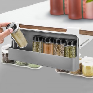 Kitchen Self-adhesive Wall-mounted Under-Shelf Spice Organizer Spice Bottle Storage Rack Home Kitchen Supplies Storage In Stock