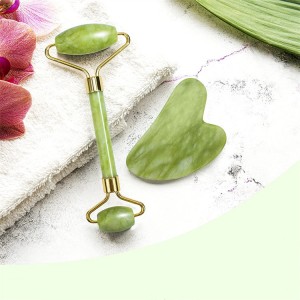 Cheap new arrival 100% Natural Green jade roller facial face jade roller with Box For Women