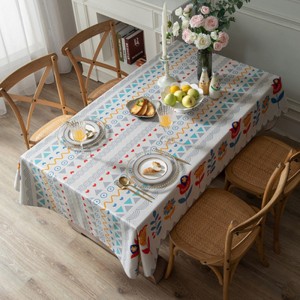 Wholesale floral print event table cloth linen cotton fancy table cloth for home decor