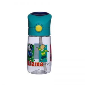 Custom logo 400ml bpa free bottles plastic kids water bottle with straw cute printing child drink water bottle