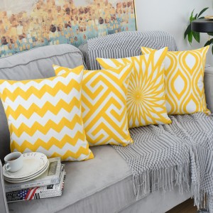 Home towel embroidery ins Nordic pillowcase 3D three-dimensional geometric yellow embroidery