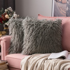 Imitation rabbit fur gray powder pillowcase cute girly wind plush plush pillow