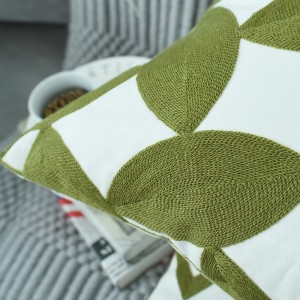 Nordic Geometric Green Embroidery Pillowcase Wholesale Pillow