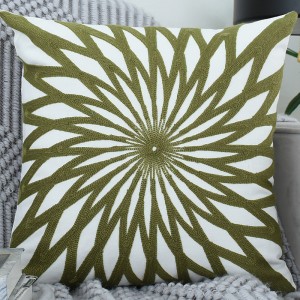 Nordic Geometric Green Embroidery Pillowcase Wholesale Pillow