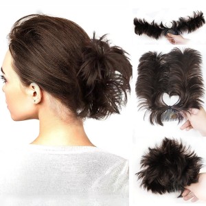 Synthetic wig piece high temperature silk feather shuttlecock bun clip shark clip short curly hair headgear