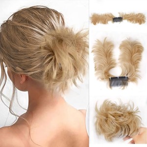 Synthetic wig piece high temperature silk feather shuttlecock bun clip shark clip short curly hair headgear