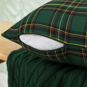 Sofa Christmas Red Plaid Polyester Cotton Pillowcase Modern Style Pillow Cushion Cover