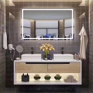 LED smart mirror modern hotel home wash wooden cabinet bathroom equipment