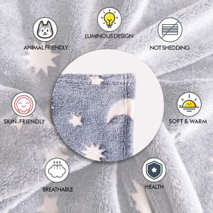 ready to ship Luminous blanket new product best selling items Striped flannel fleece sofa glow in the dark blanket